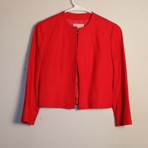 1980s Vintage Pendleton Women Pure Virgin Wool Cropped Blazer Jacket Red Petite